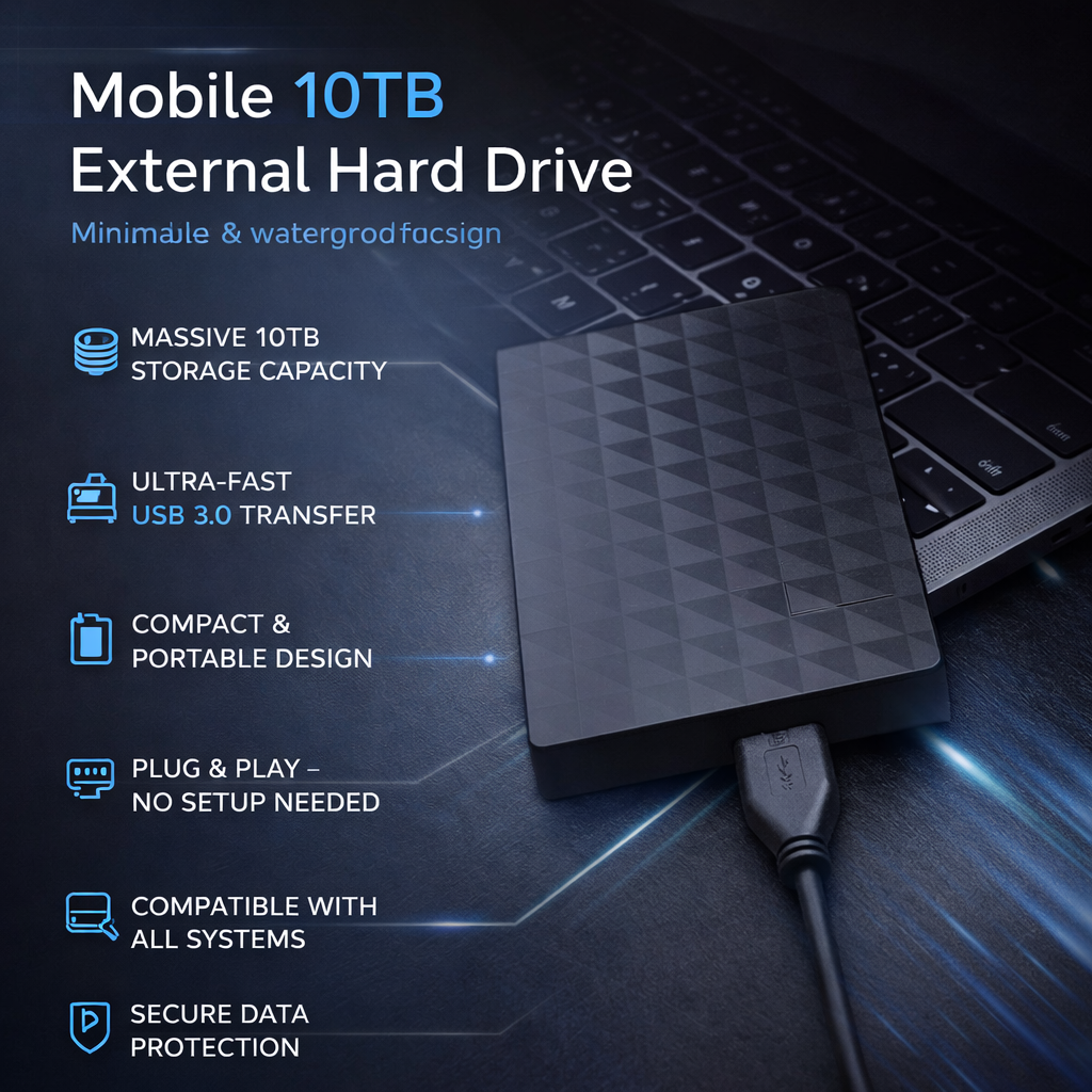 10TB Externe Festplatte Mobiler Datenspeicher USB
