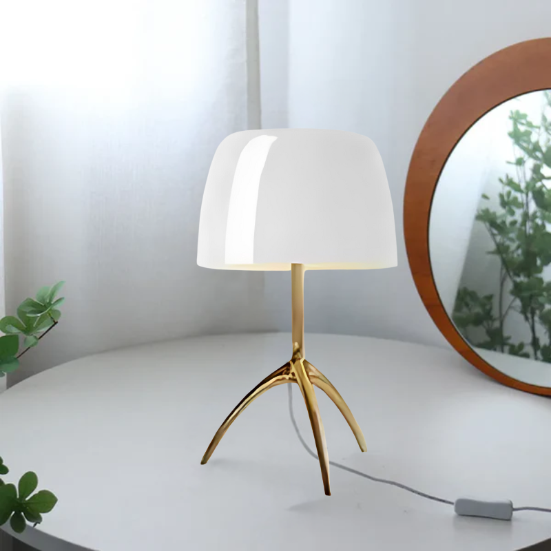 DanishGlow | Elegante Tischleuchte aus farbigem Glas und Edelstahl