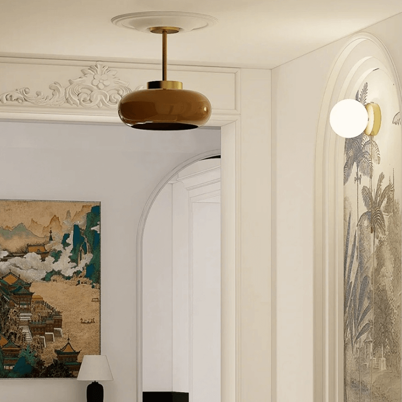 LumiVintage | Halbbündige Deckenleuchte mit kuppelförmigem Glasschirm