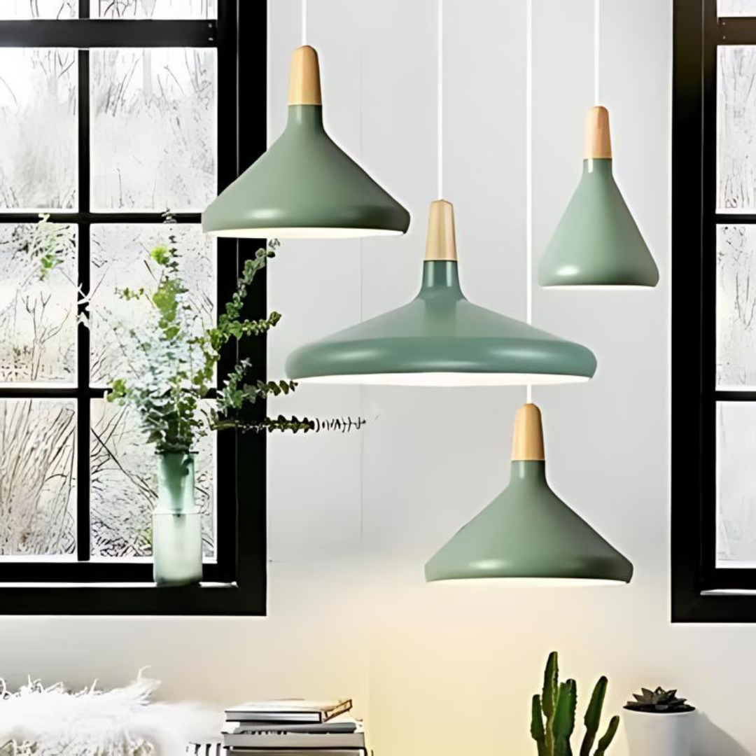 GleamLamp | Einzigartige Esstischlampe mit Holzakzent