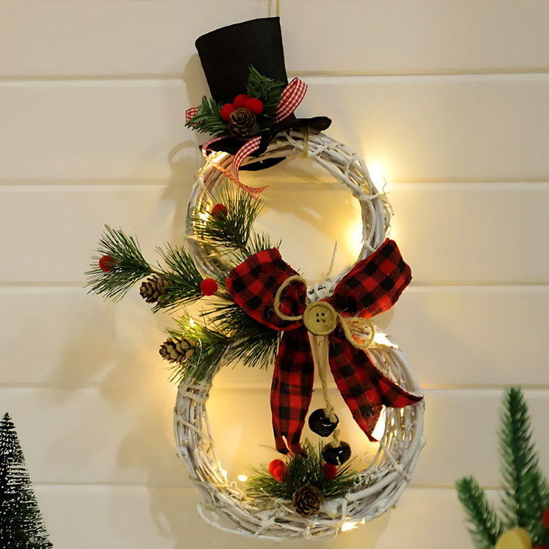 SnowCharm | Weihnachts-Schneemann-Girlande mit LED-Beleuchtung