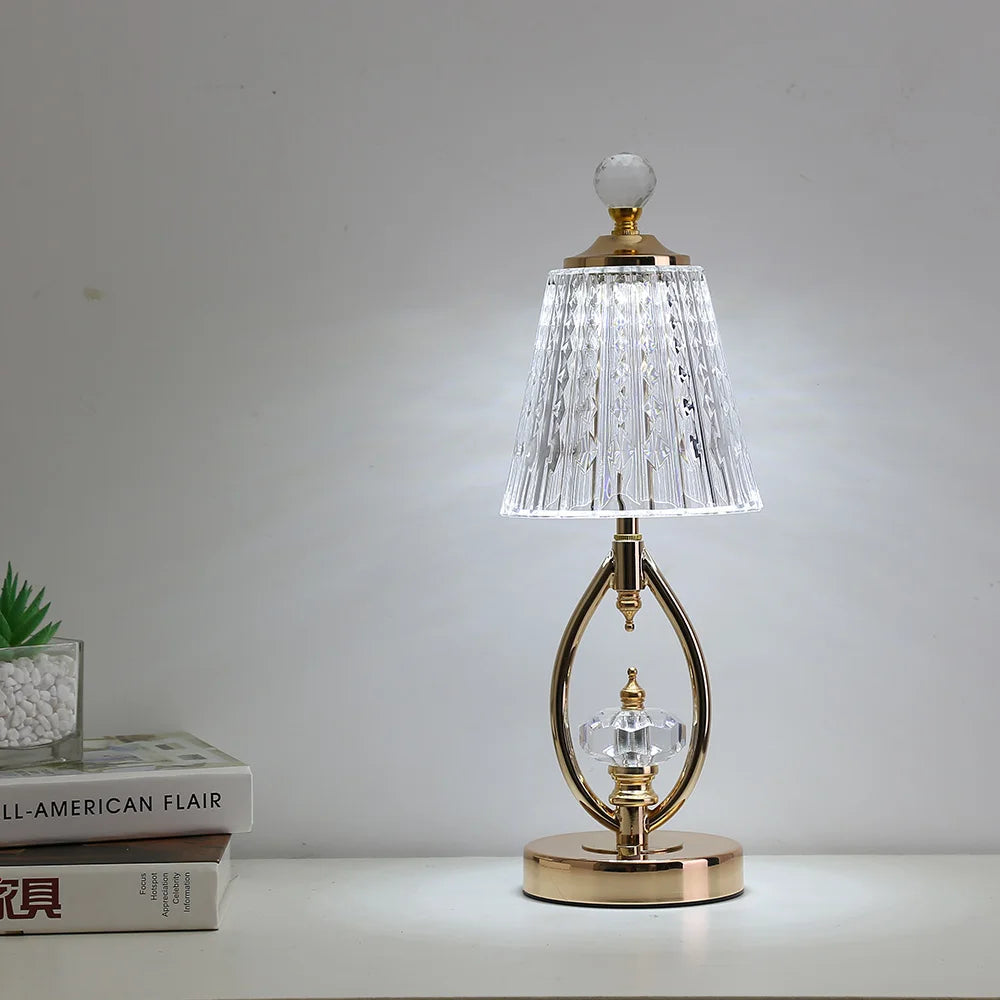 GoldenCrystal | Elegante Vintage-Kristall-Tischlampe