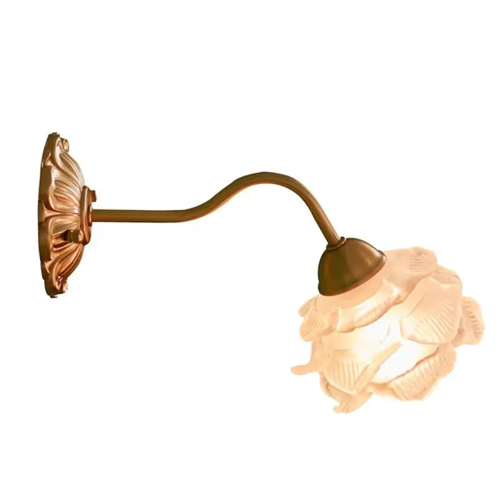 FlowerMagic | Vintage Kupfer Blumenblatt Glas Wandleuchte