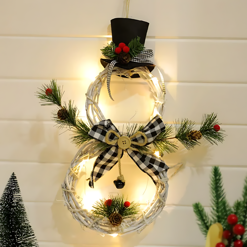 SnowCharm | Weihnachts-Schneemann-Girlande mit LED-Beleuchtung