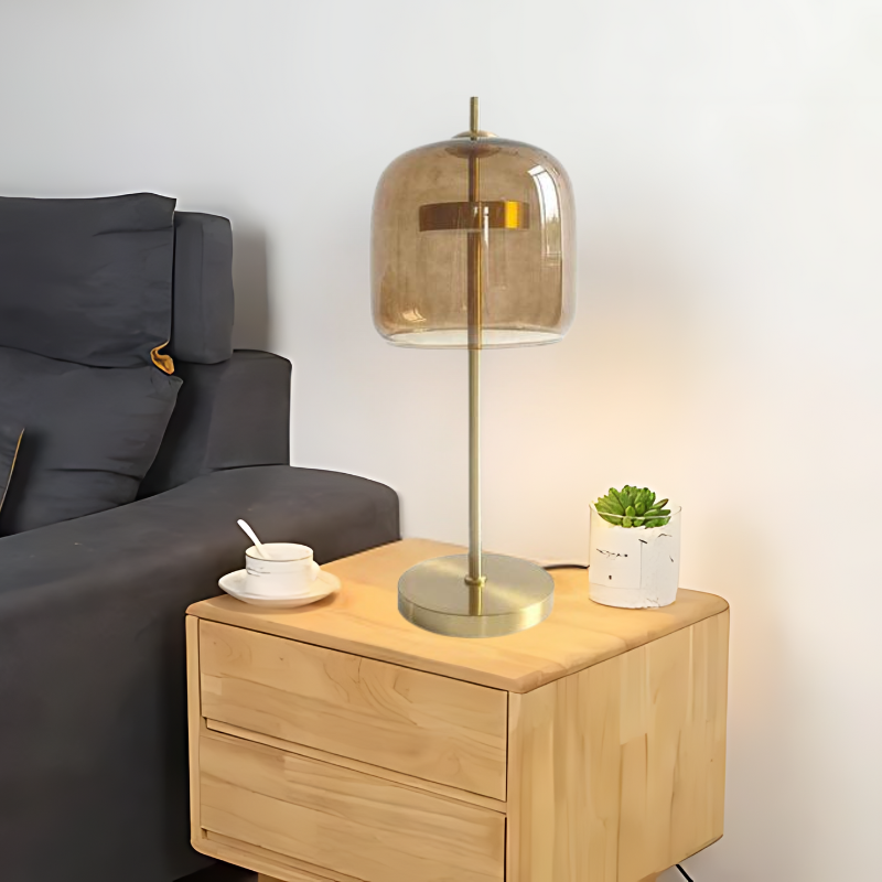 GlasEleganz | Moderne Tischlampe aus farbigem Glas