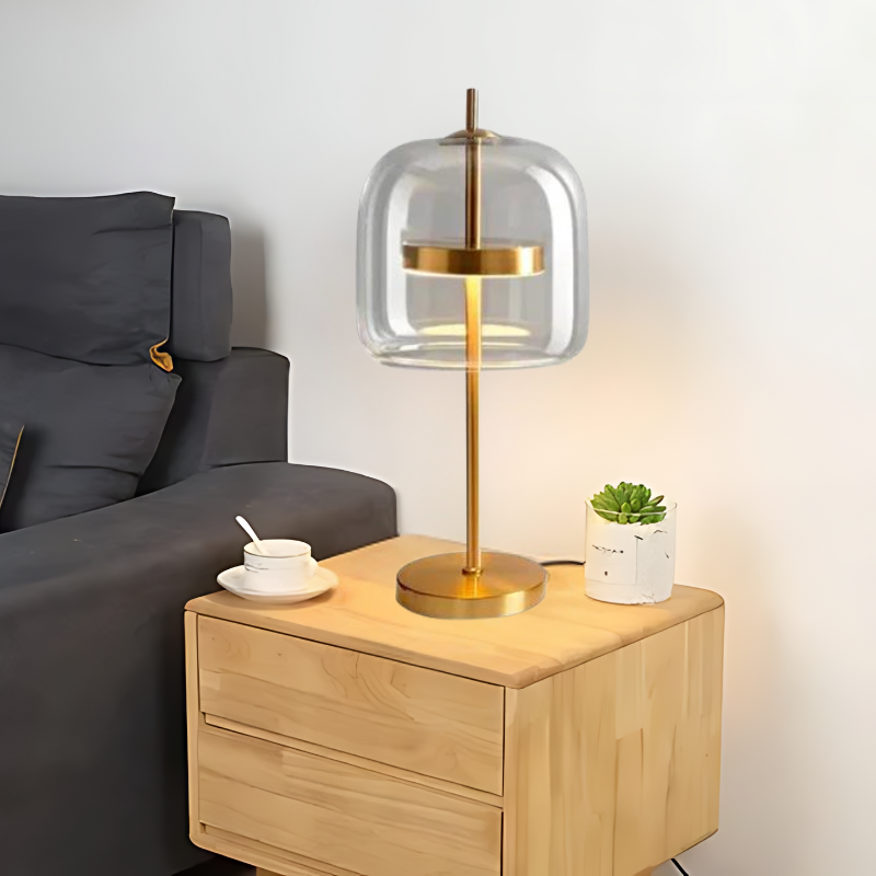 GlasEleganz | Moderne Tischlampe aus farbigem Glas