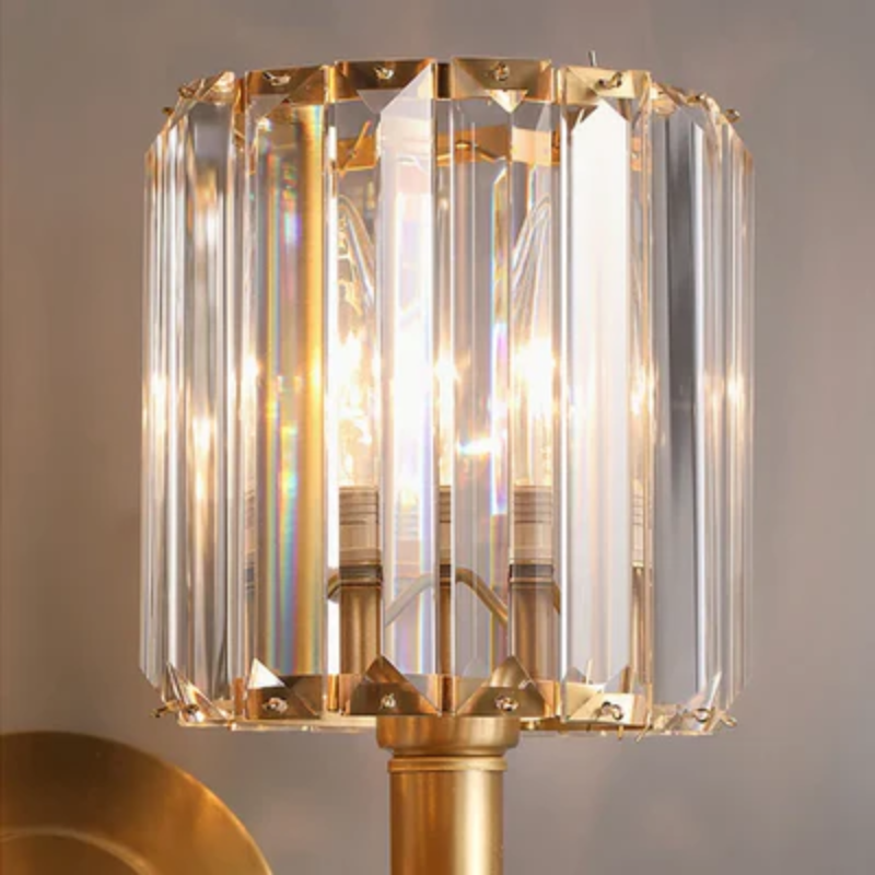 Crystalegance | Vintage-Luxus Wandleuchte aus Messing und Kristall