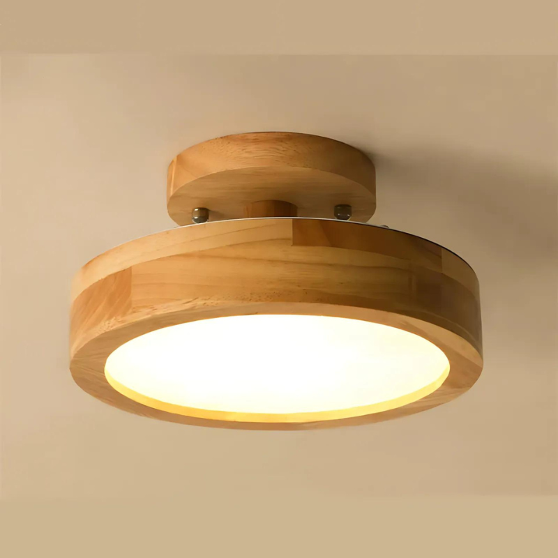 NordicLuxury | Runde Scandinavian Holz Deckenleuchte