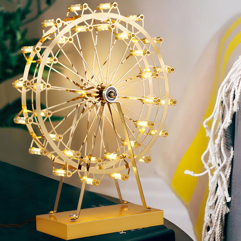 LightFerris | Elegante Tischlampe aus goldenem Eisen mit LED und Touch-Schalter