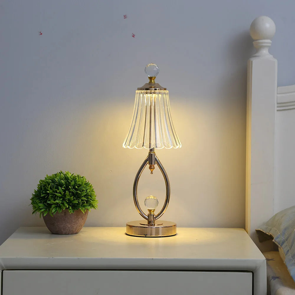 GoldenCrystal | Elegante Vintage-Kristall-Tischlampe