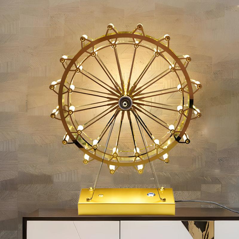 LightFerris | Elegante Tischlampe aus goldenem Eisen mit LED und Touch-Schalter