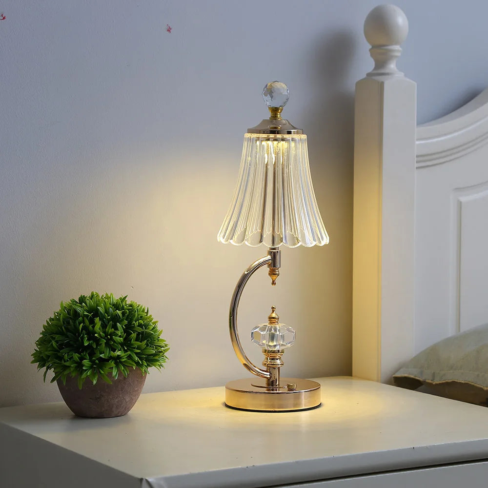 GoldenCrystal | Elegante Vintage-Kristall-Tischlampe