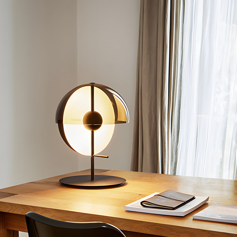 CoreLight | Elegante Tischlampe mit vertikaler Halbkugel und rauchigem Bildschirm