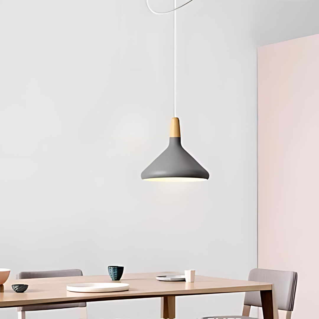 GleamLamp | Einzigartige Esstischlampe mit Holzakzent