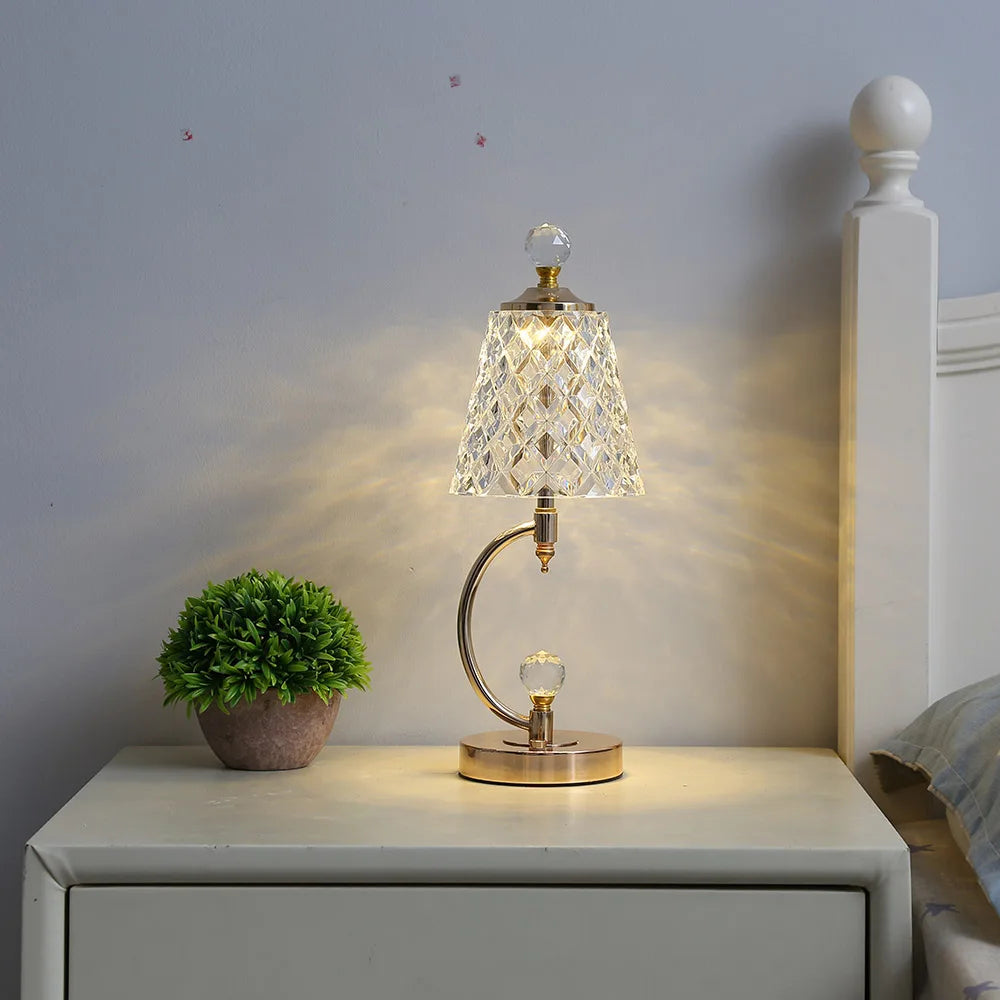 GoldenCrystal | Elegante Vintage-Kristall-Tischlampe