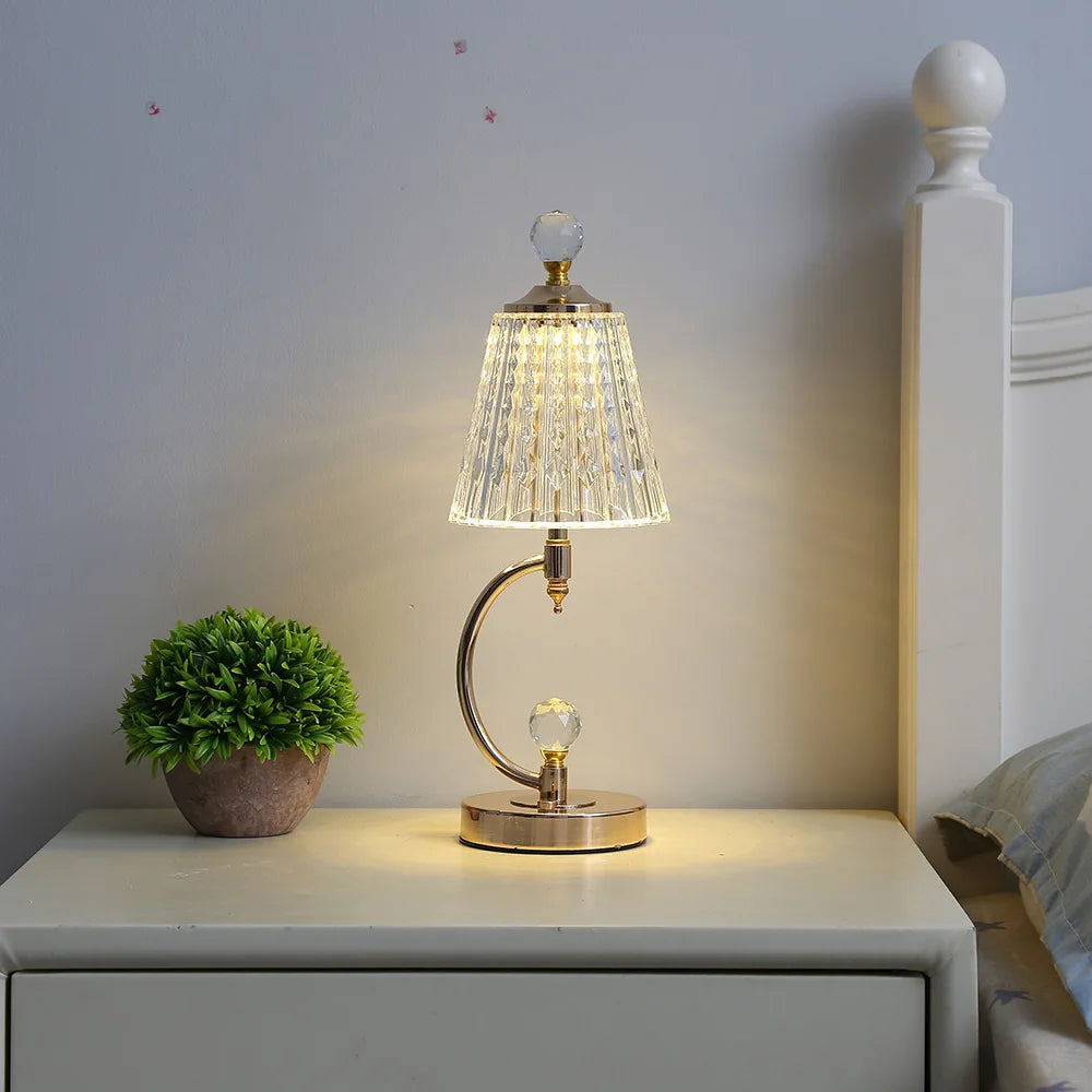 GoldenCrystal | Elegante Vintage-Kristall-Tischlampe