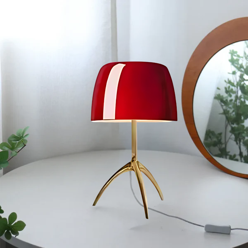 DanishGlow | Elegante Tischleuchte aus farbigem Glas und Edelstahl