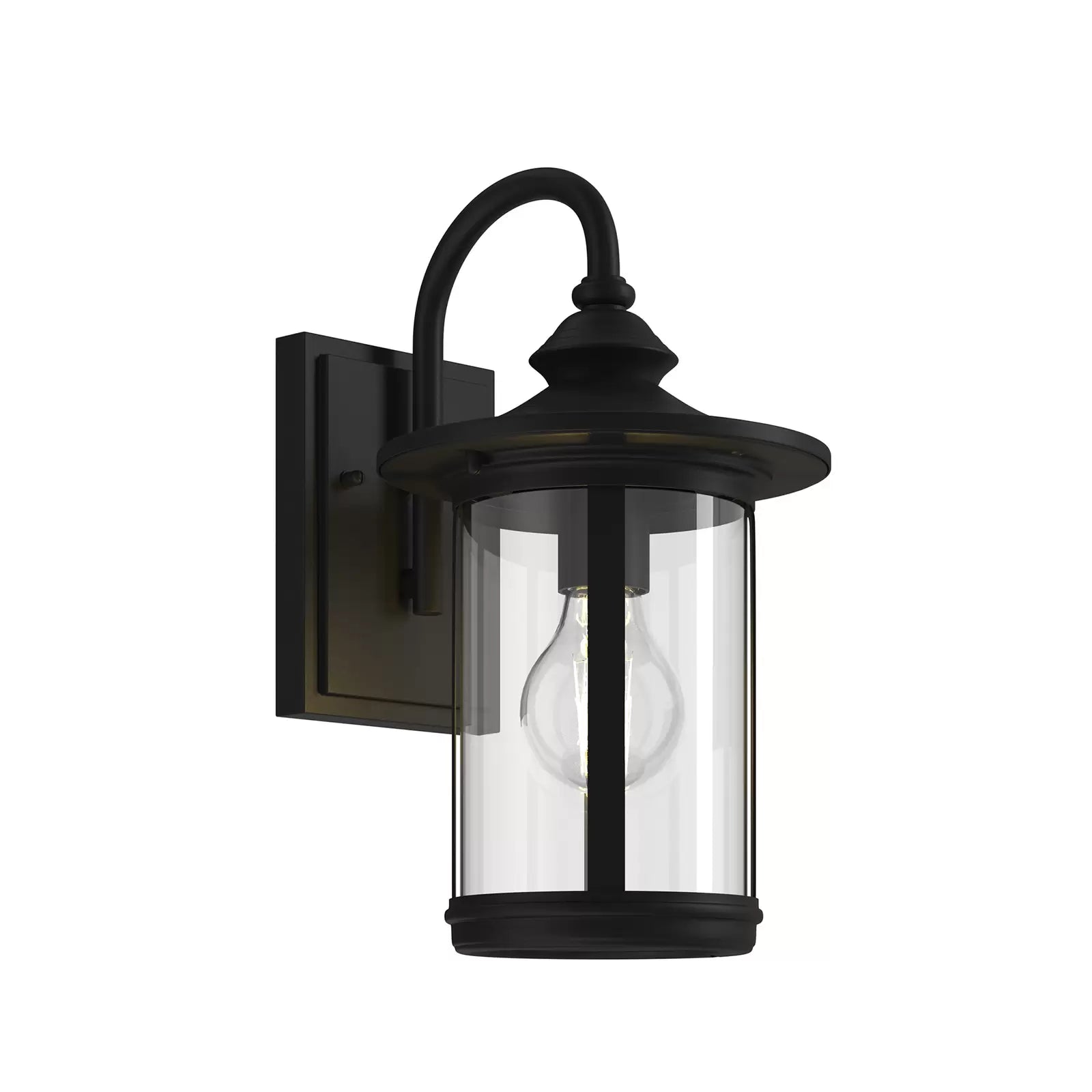 Zayn | Moderne Schwarz-Goldene Außenwandleuchte mit Glas