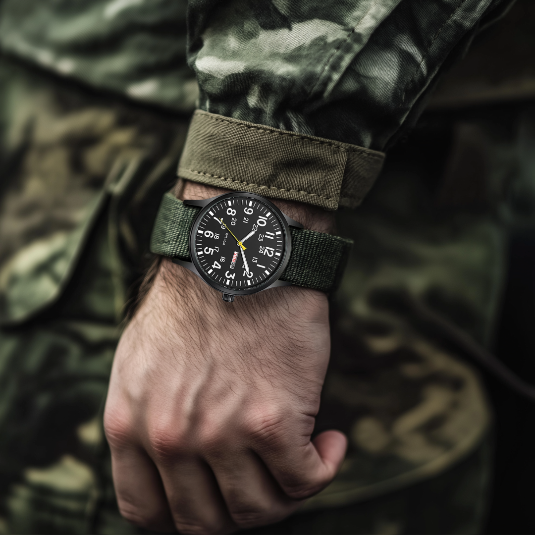 Armbanduhr Herren Outdoor Uhr Wasserdicht Militär Stil Nylonband