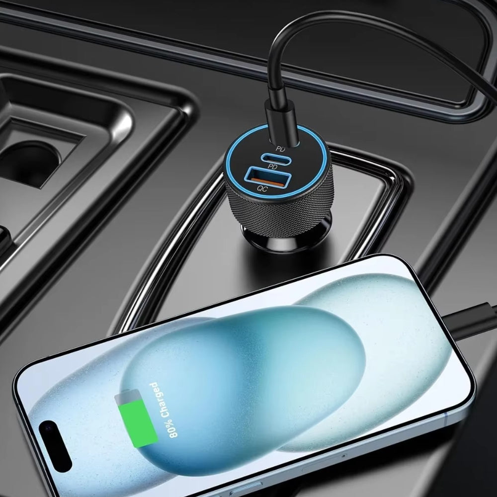 Auto Ladegerät USB C Adapter Schnellladen Mehrfach Anschluss Fahrzeug