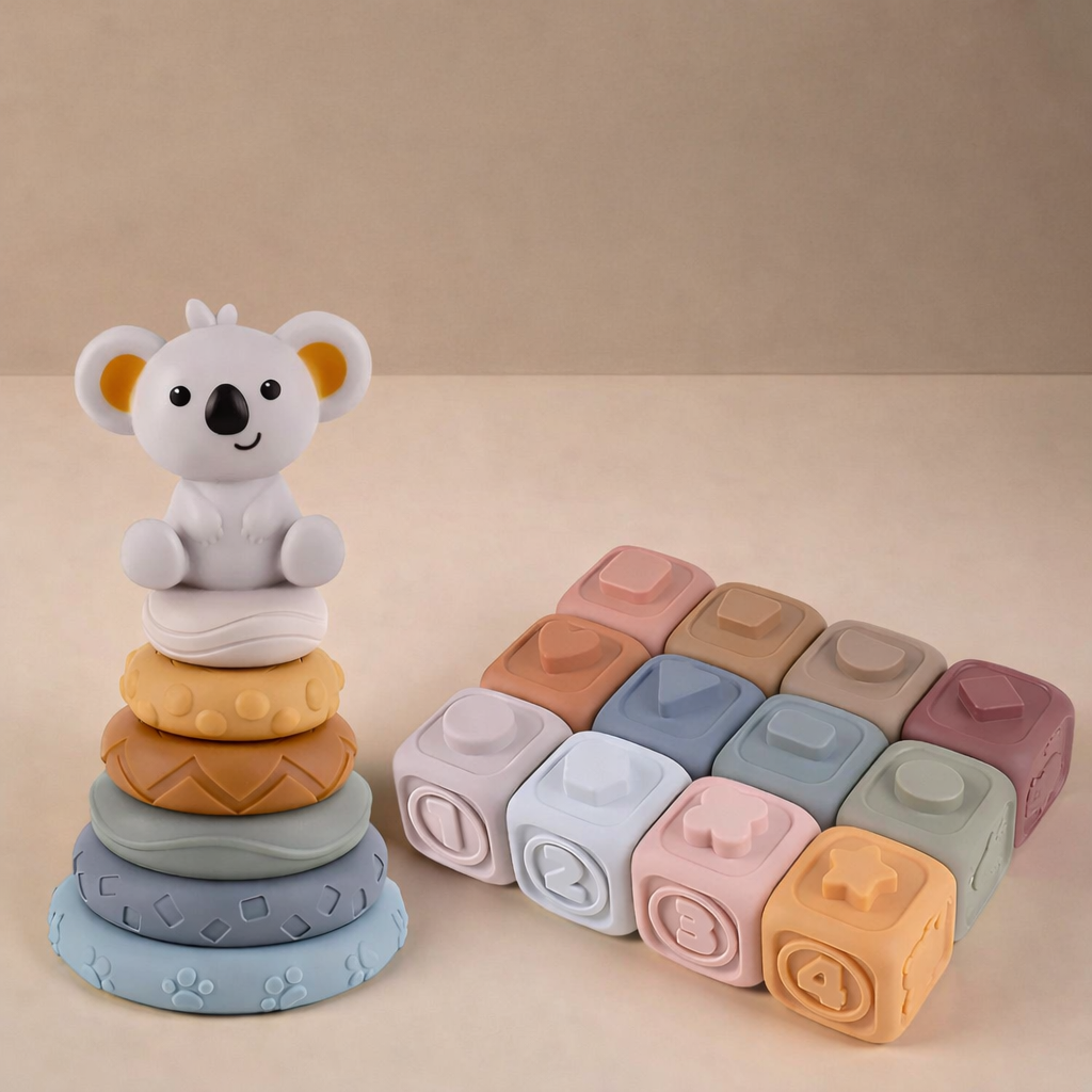 Beißring Baby Koala Stapelringe Zahnung Greifen Motorik