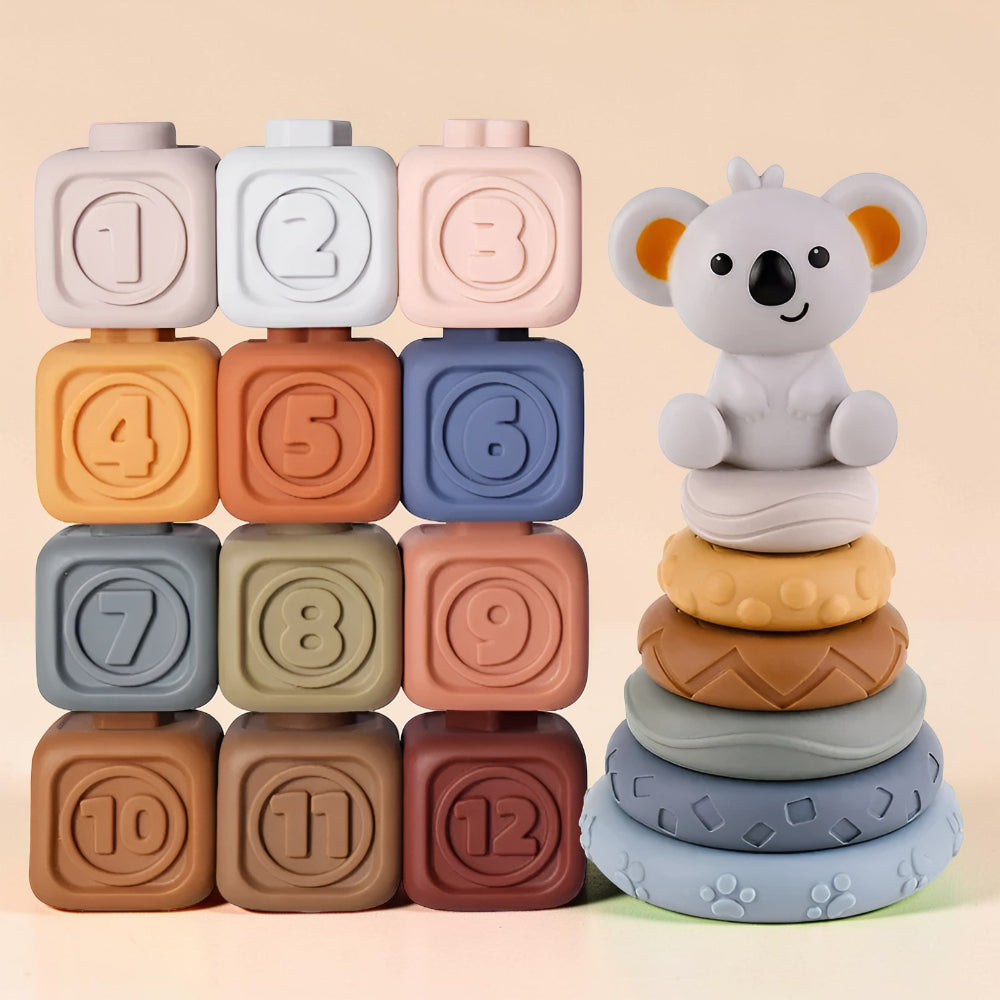 Beißring Baby Koala Stapelringe Zahnung Greifen Motorik