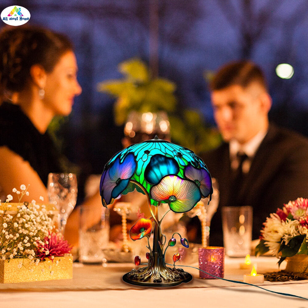Bunte Glaslampe Tischlampe Lotus Kunst Beleuchtung 14