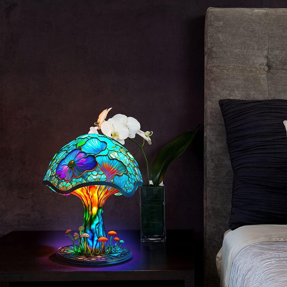Bunte Glaslampe Tischlampe Lotus Kunst Beleuchtung 2