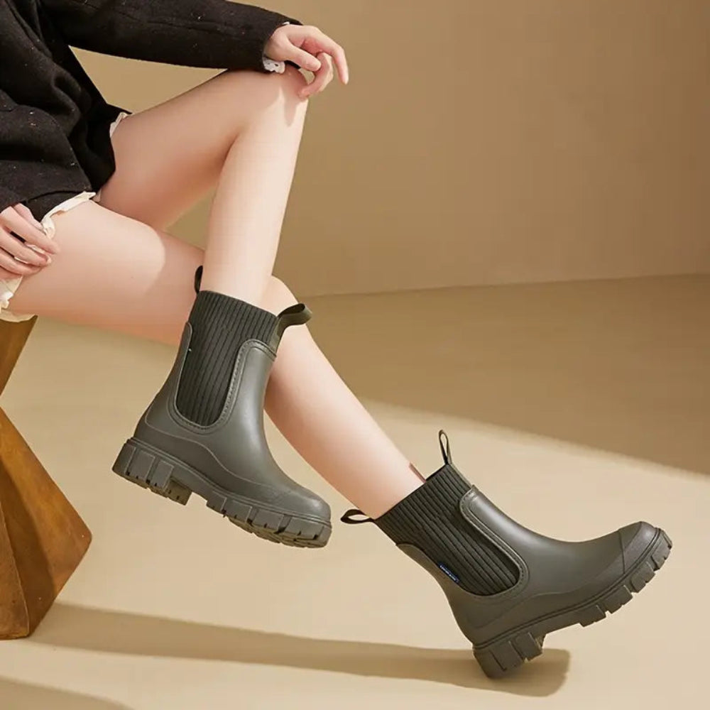 Damen Gummistiefel Wasserdicht Rutschfest 2
