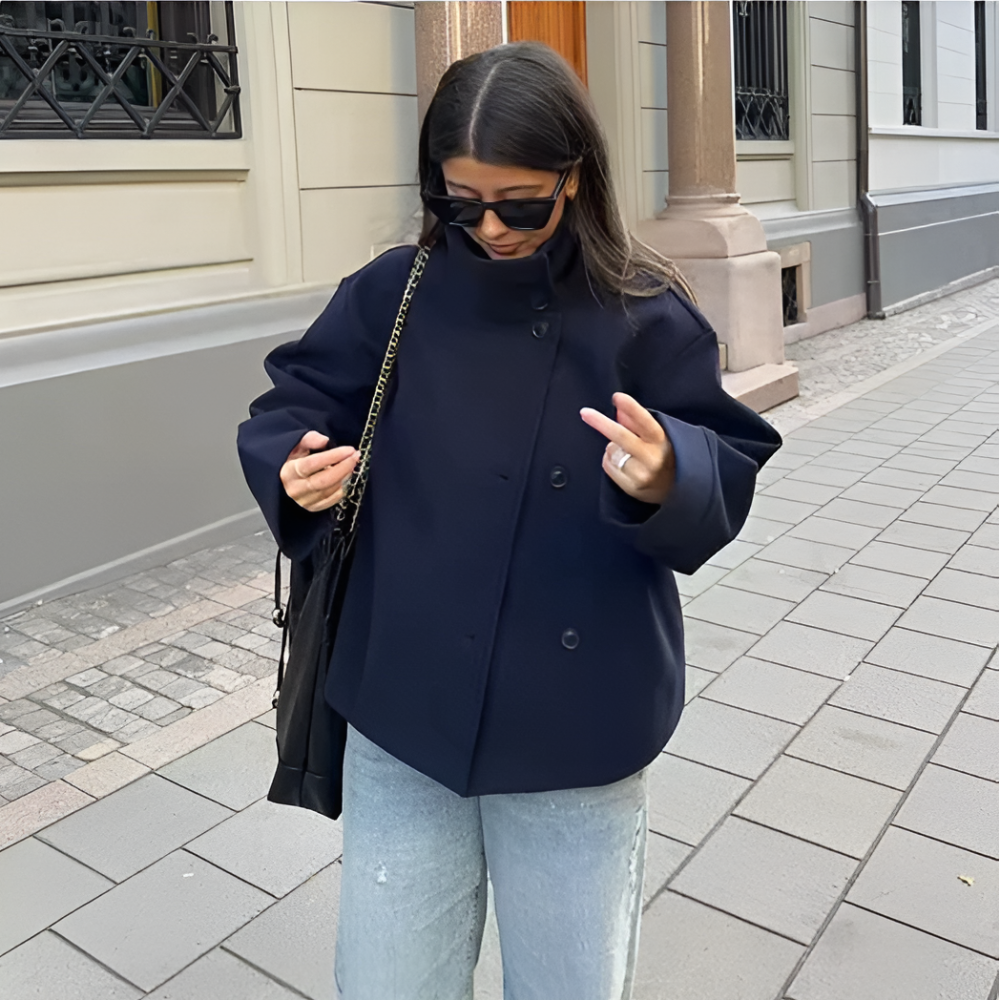 Damen Kurzmantel Zweireihig 7