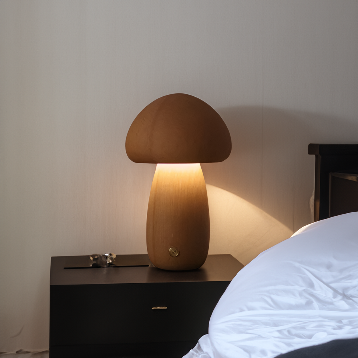 MushyGlow | LED Nachttischlampe aus Holz mit Touch-Bedienung