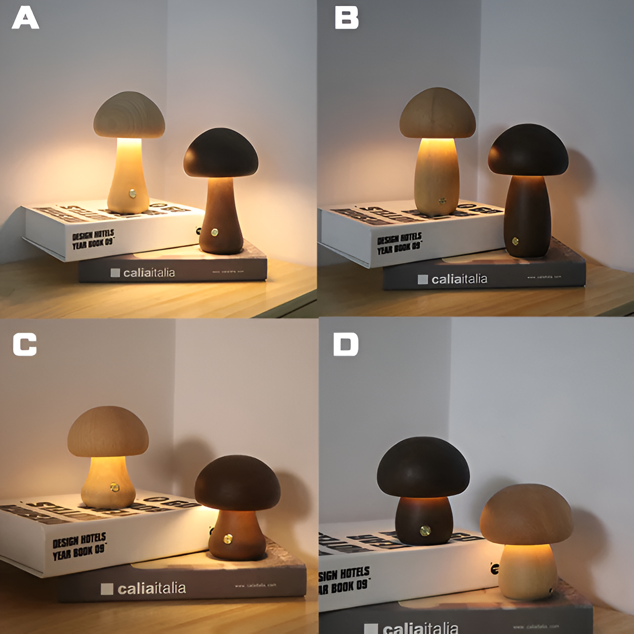 MushyGlow | LED Nachttischlampe aus Holz mit Touch-Bedienung