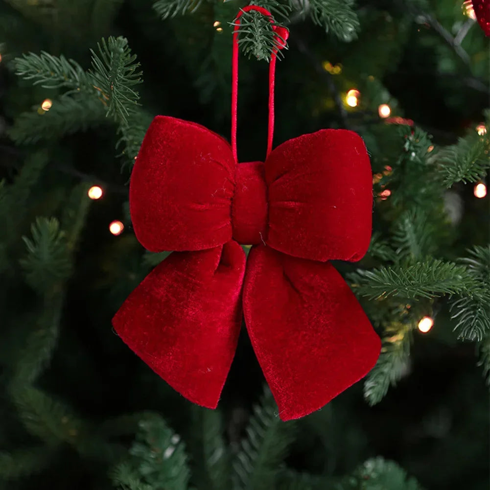 StrickLuxe | Rote Samtschleife für die Weihnachtsdekoration