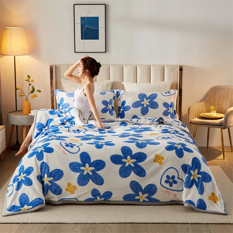 DreamyBlossom | Flauschige Decke mit buntem Blumenmuster