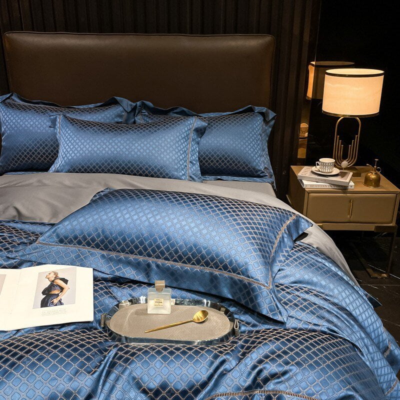 RoyalDream | Luxuriöses Bettwäsche-Set aus ägyptischer Baumwolle mit Diamantenmuster