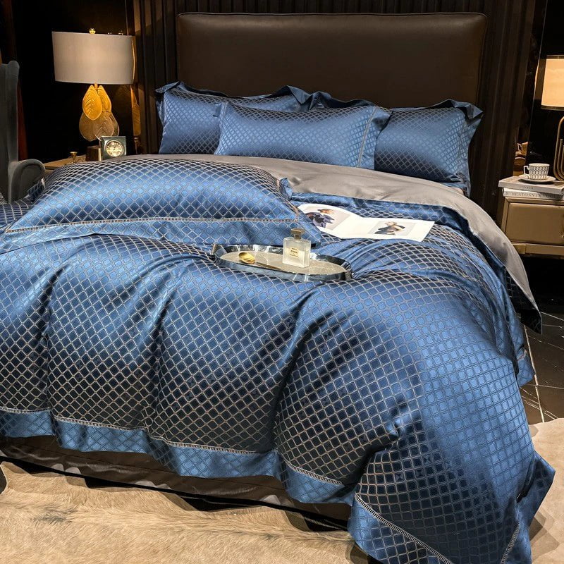 RoyalDream | Luxuriöses Bettwäsche-Set aus ägyptischer Baumwolle mit Diamantenmuster