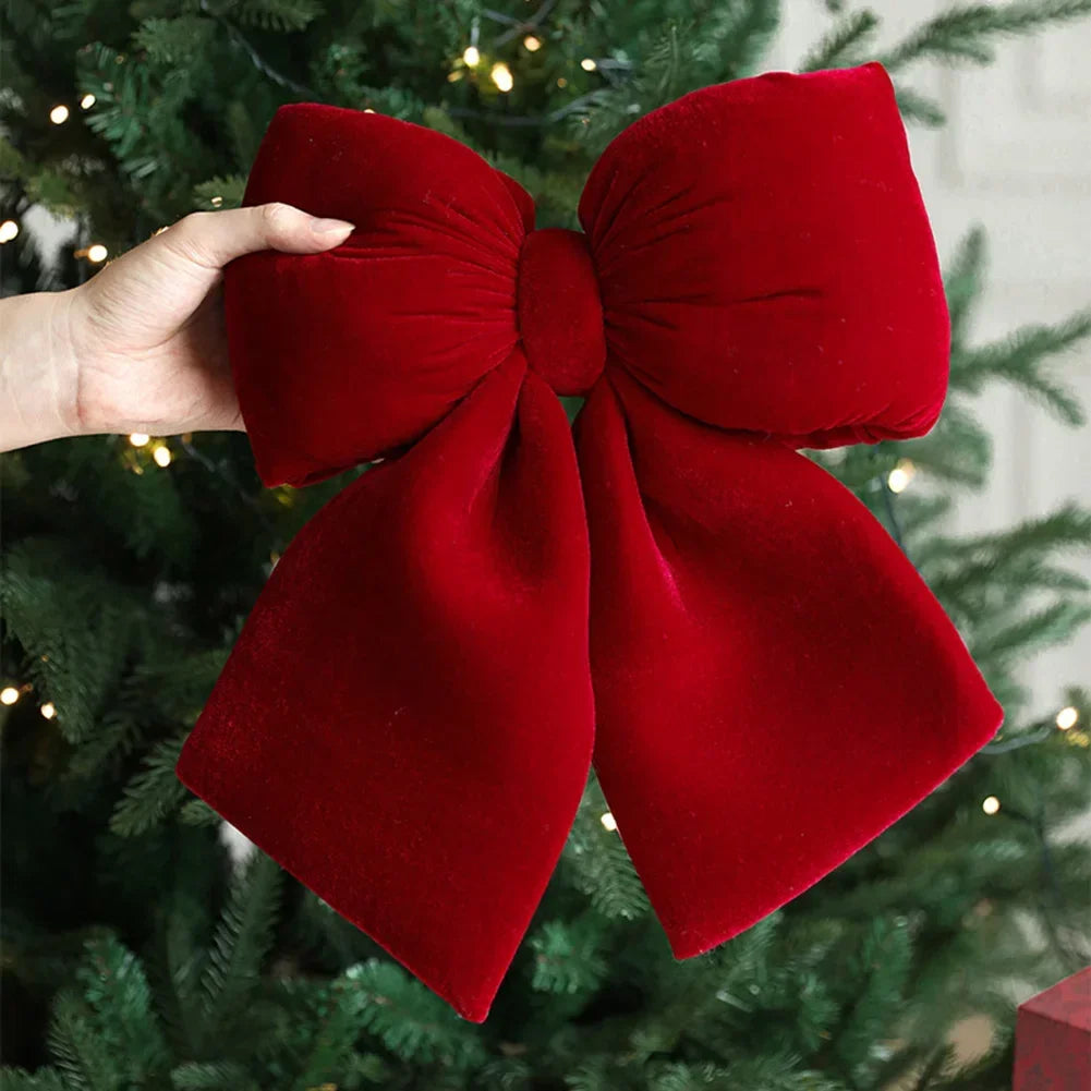 StrickLuxe | Rote Samtschleife für die Weihnachtsdekoration