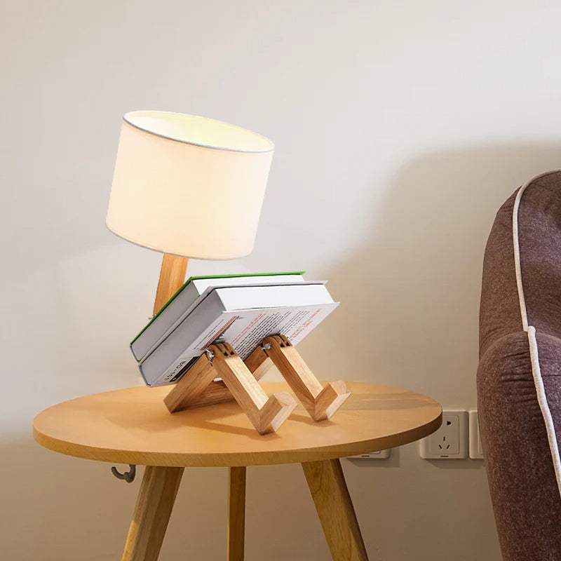 FunieLamp | Verstellbare Holz-Schreibtischlampe mit Stoffschirm