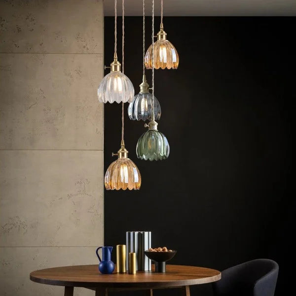 FloraGlow | Elegante Japanische Glasblumen-Pendelleuchte