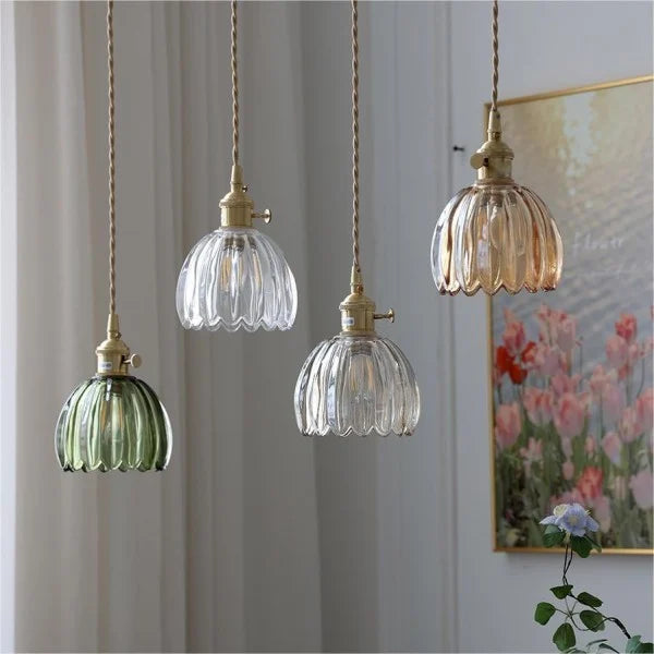FloraGlow | Elegante Japanische Glasblumen-Pendelleuchte
