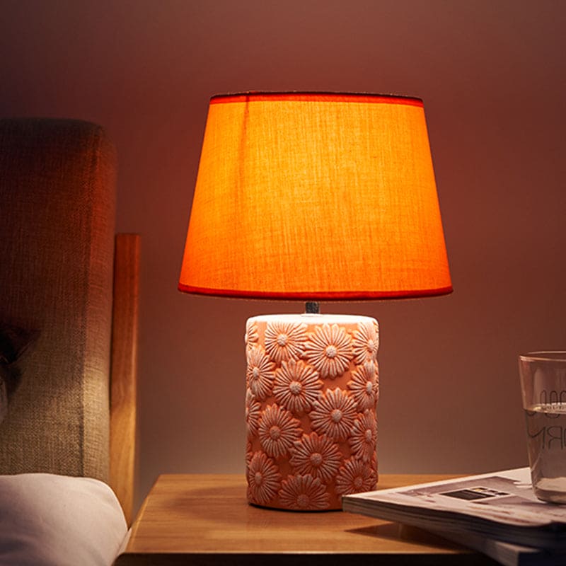SunGlow | Orange Tischleuchte mit Sonnenblumenfuß