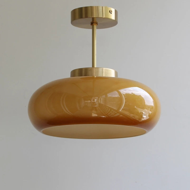 LumiVintage | Halbbündige Deckenleuchte mit kuppelförmigem Glasschirm