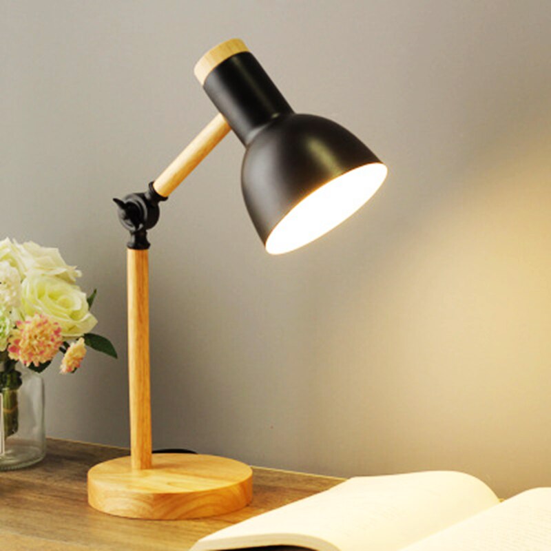NordicGleam | Elegante Holz LED Schreibtischlampe