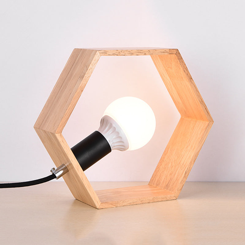 HexaLumi | Nordische sechseckige Tischlampe aus Holz