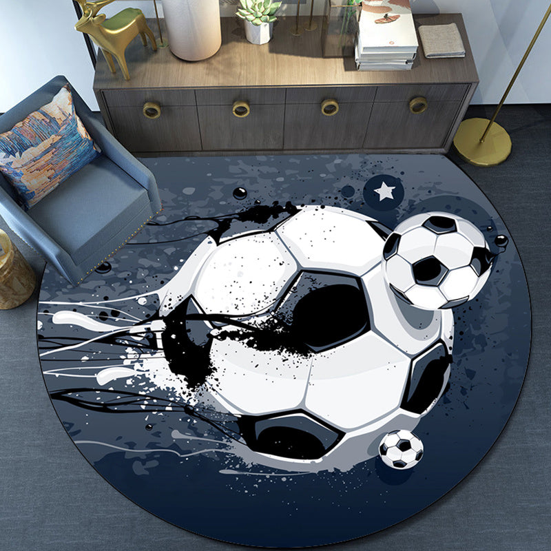 SoccerDream | Plüsch Runder Teppich mit Antirutsch-Unterlage für Wohnzimmer & Schlafzimmer