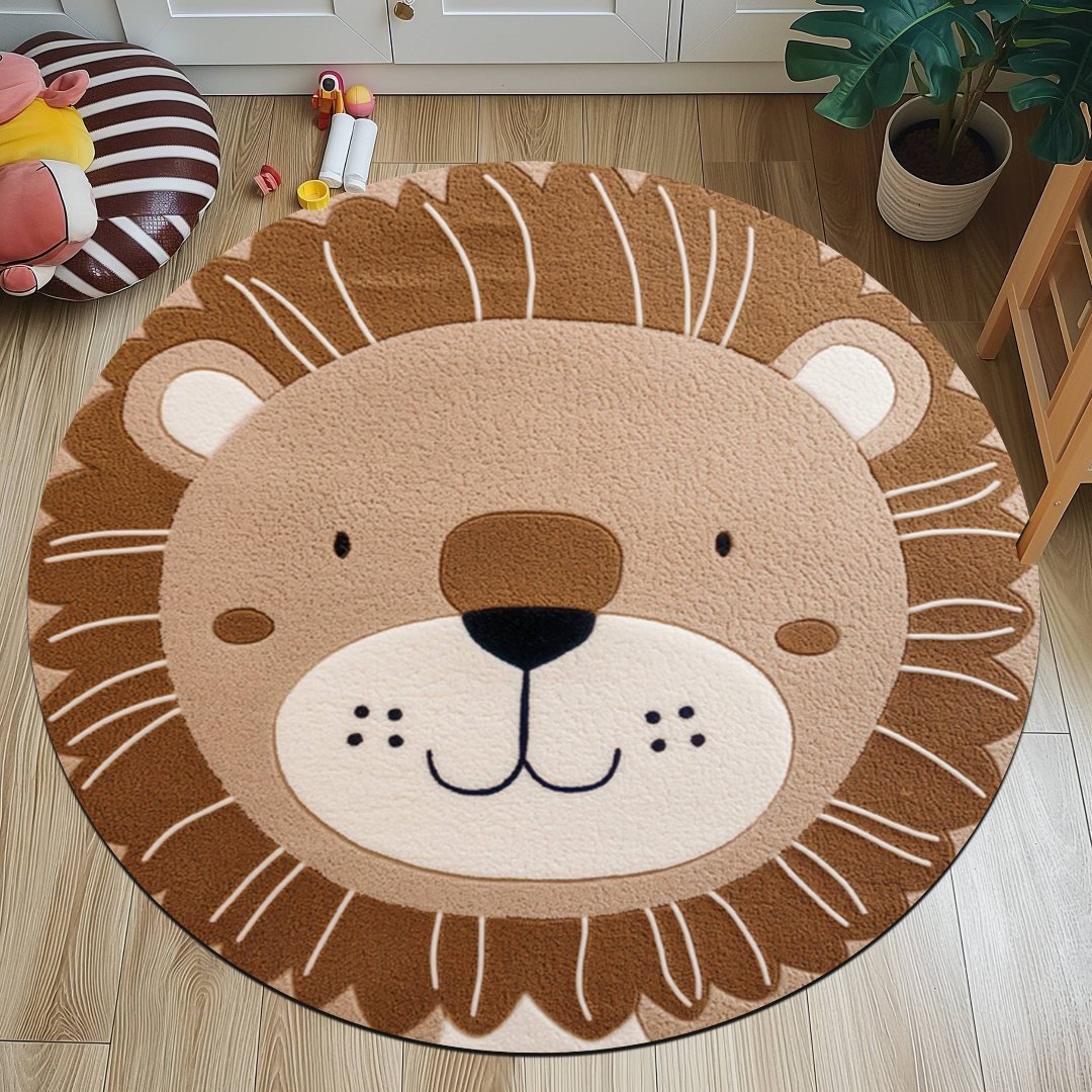 HappyLion | Runder, rutschfester Teppich aus 100% Polyester