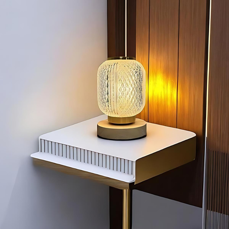 CrystalShine | Elegante nordische LED-Tischlampe aus Kristall und Holz