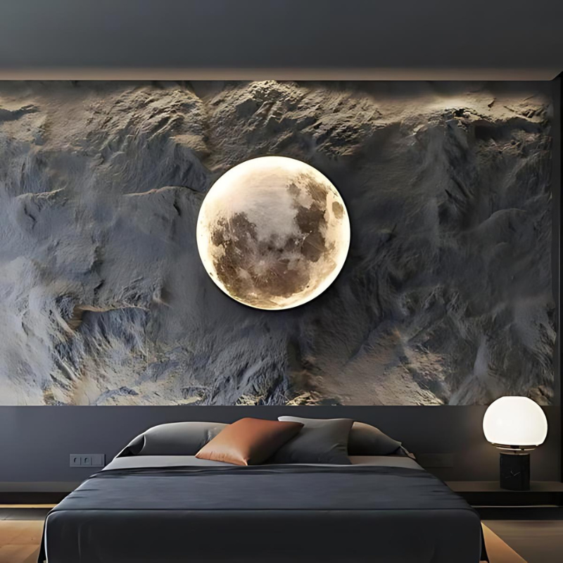 LunaBeam | Nordische Mond Wandleuchte mit warmem LED Licht