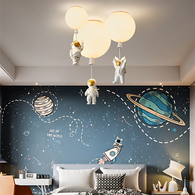 Astronova | Moderne LED Deckenleuchte mit Mond- und Astronauten-Design