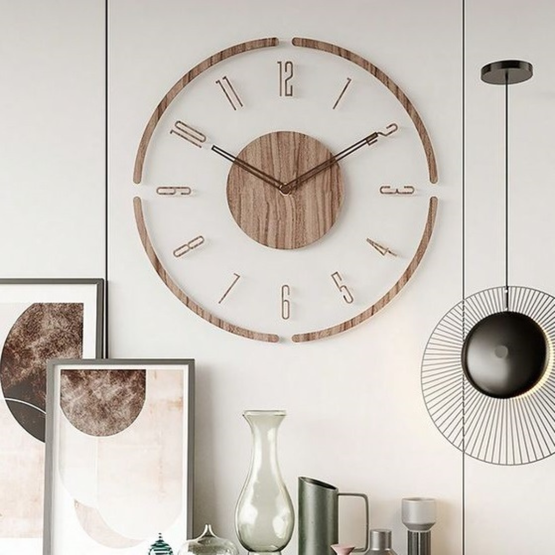 Minimalistische Nordische Wanduhr aus echtholz, 35cm